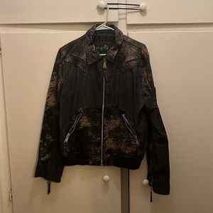 Distressed leather jacket